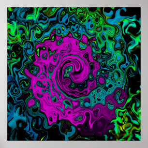 Poster Tourbillon d'art liquide groovy abstrait magenta g