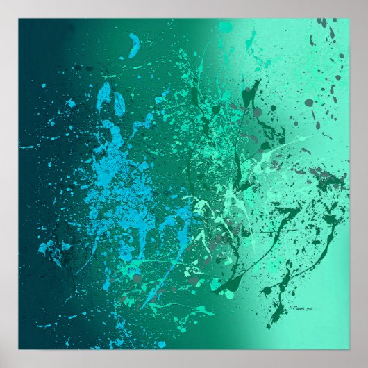Poster Tourbillon de menthe Art abstrait à éclaboussures (Devant)
