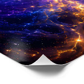 Poster Tourbillon de Supernova : Art spatial or et bleu (Coin)