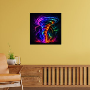 Poster Tourbillon d'énergie arc-en-ciel vibrant et électr