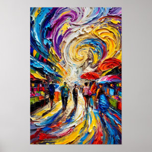 Poster Tourbillon du Marché - Rue Colorée Tourbillonnante
