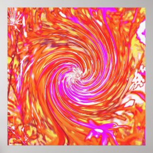Poster Tourbillon Floral Magenta Rétro et Couleurs d'Auto