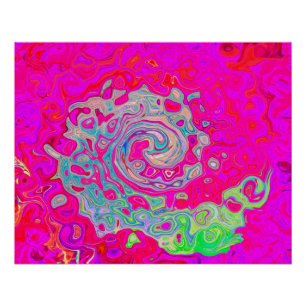 Poster Tourbillon Groovy Bleu Sarcelle et Rouge Abstrait