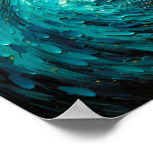 Poster Tourbillon océan turquoise abstrait (Coin)