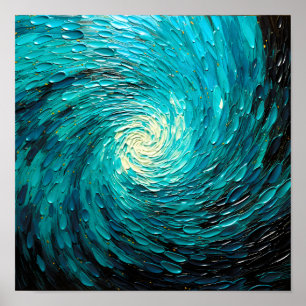 Poster Tourbillon océan turquoise abstrait