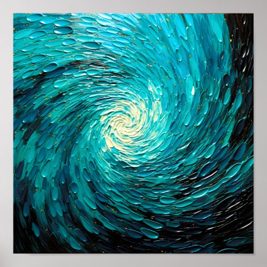 Poster Tourbillon océan turquoise abstrait (Devant)