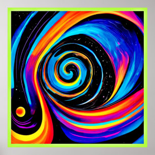 Poster Tourbillon Vortex Cosmique en Teintes Néon