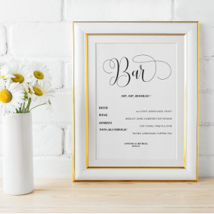 Poster Tourbillonnant Open bar Menu mariage panneau Poste