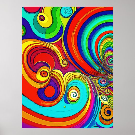 Poster Tourbillons arc-en-ciel colorés groovy (Devant)