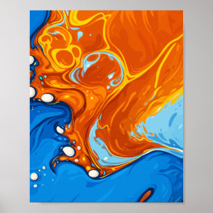 Poster Tourbillons Dynamiques de Bleu et d'Orange en Mouv