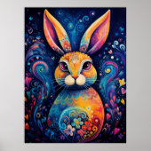 Poster Tourbillons et coeurs Bleu (Devant)