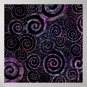Poster Tourbillons hypnotiques pastel arc-en-ciel