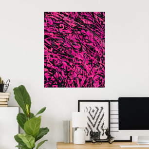 Poster Tourbillons roses et noirs sauvages