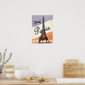 Poster Tourisme aérien vintage Tour Eiffel Paris Publicit (Cuisine)