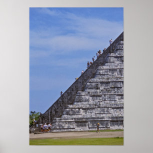 Poster Touristes montant les escaliers sur les ruines d'E