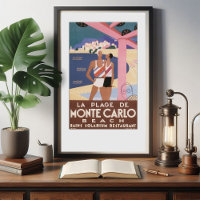 Poster touristique vintage Monte Carlo Beach