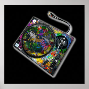 Poster Tourne-disque marqué