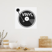 Poster Tourne-disque vinyle noir et blanc (Cuisine)