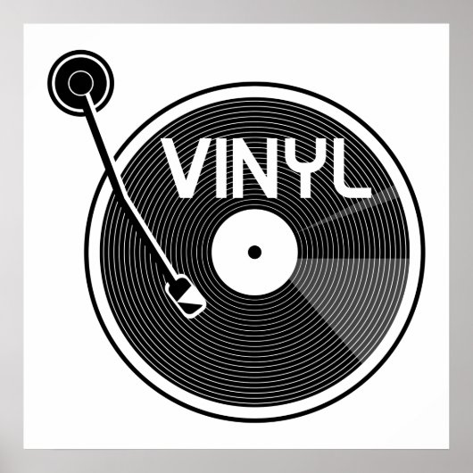 Poster Tourne-disque vinyle noir et blanc (Devant)