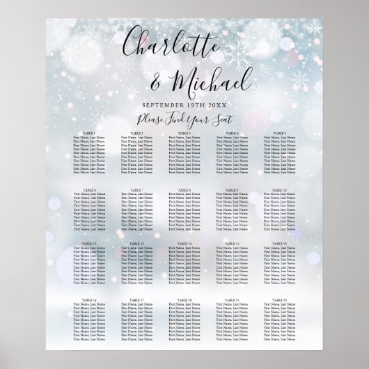 Poster Tourneiges d'hiver Script Mariage Sein Graphique (Devant)