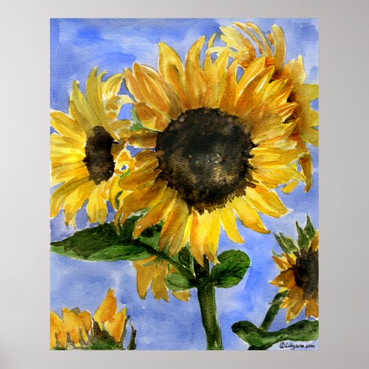 Poster Tournesol 01 Aquarelle Peintures Art Imprimer (Devant)