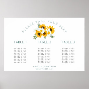 Poster Tournesol 30 invités 3 tables
