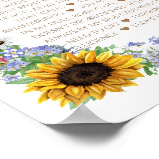 Poster tournesol 50 choses nous vous aimons 50e anniversa (Coin)