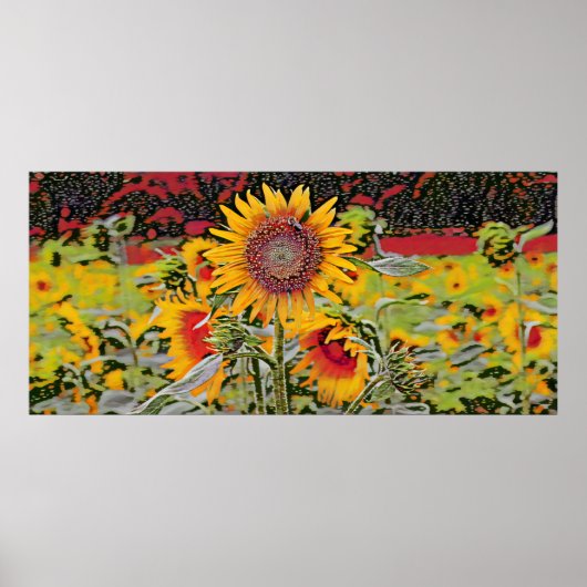 Poster tournesol à pois (Devant)