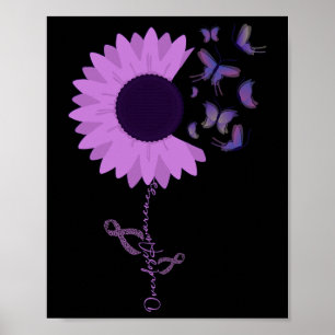 Poster Tournesol à ruban violet papillon