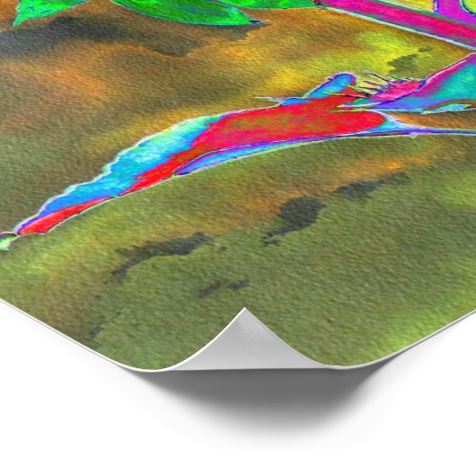 Poster tournesol Abstrait vert or | retro funky (Coin)