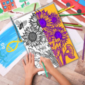 Poster Tournesol avec coloriage papillon Page imprimable