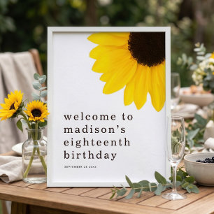 Poster Tournesol Bienvenue à la fête d'anniversaire de 18