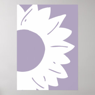 Poster Tournesol blanc sur papier peint abstrait violet