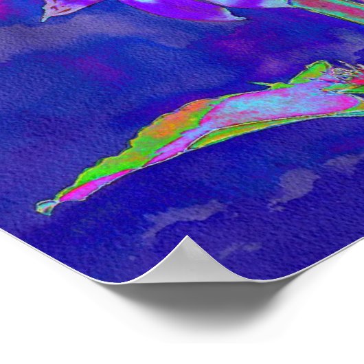 Poster Tournesol bleu violet Abstrait | rétro amusant fun (Coin)