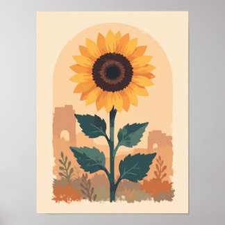 Poster Tournesol boho minimaliste