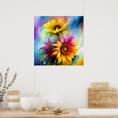 Poster Tournesol coloré (Cuisine)