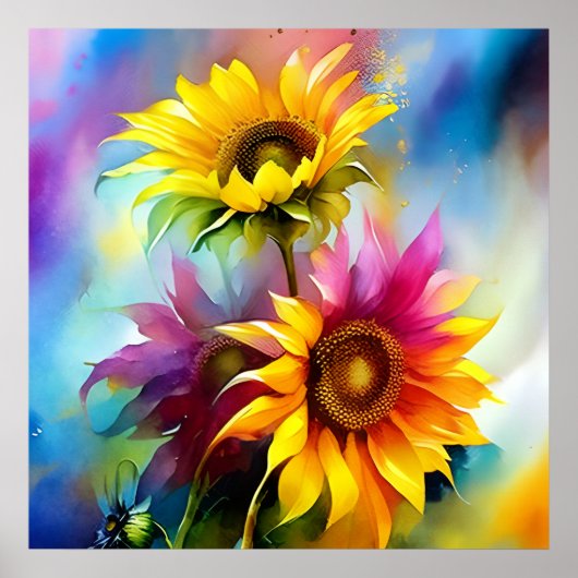 Poster Tournesol coloré (Devant)