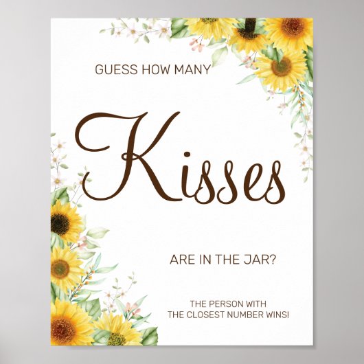 Poster Tournesol Combien de baisers Signe de jeu pour une (Devant)