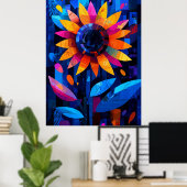Poster Tournesol de géométrie expressionniste - Art actif (Bureau à domicile)