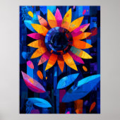 Poster Tournesol de géométrie expressionniste - Art actif (Devant)