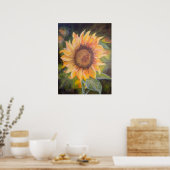 Poster Tournesol de peinture acrylique (Cuisine)
