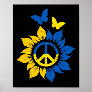 Poster Tournesol Drapeau Ukrainien Vintage Je Suis Avec L