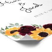 Poster Tournesol et Rose Mariage rustique (Coin)