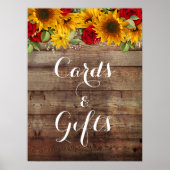 Poster Tournesol et Rose Rustique Mariage SIgn (Devant)