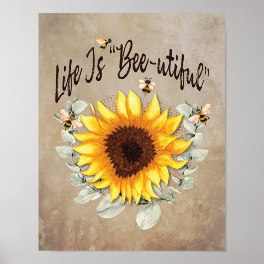Poster Tournesol Floral Vert Abee Inspiration (Devant)