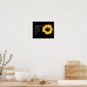 Poster tournesol jaune sur noir ajouter votre propre text (Cuisine)