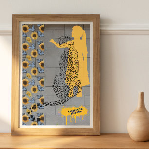 Poster Tournesol Leopard Graffiti Street Art Pop Culture
