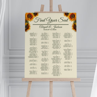 Poster Tournesol Mariage Forêt Carte de siège vert