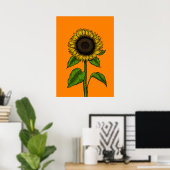 Poster Tournesol orange (Bureau à domicile)