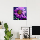 Poster Tournesol peint en violet (Bureau à domicile)